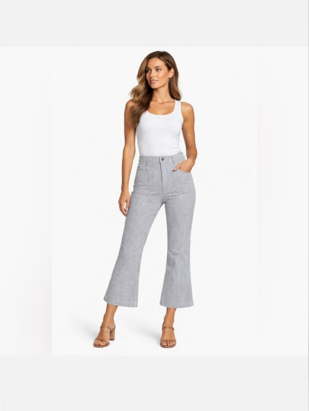 FRAME size 31 Striped Le Bardot Crop Flare Jeans Pants stretch